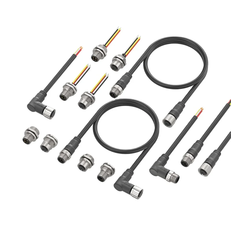 AOHUA customized Ip65 M12 metal Aviation Plug 5-core sensor cable signal  waterproof connector 5-pin hole male/female connector