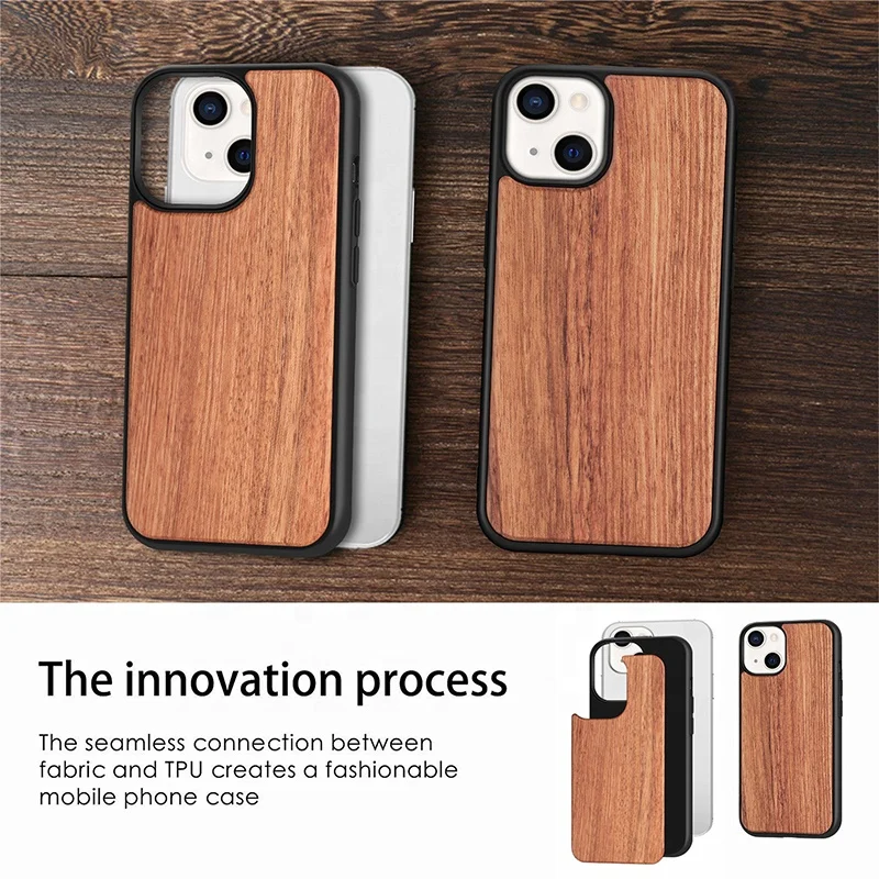 Custom engravable blank Natural Wood Layer clear TPU wood phone case cover for iphone 13 pro