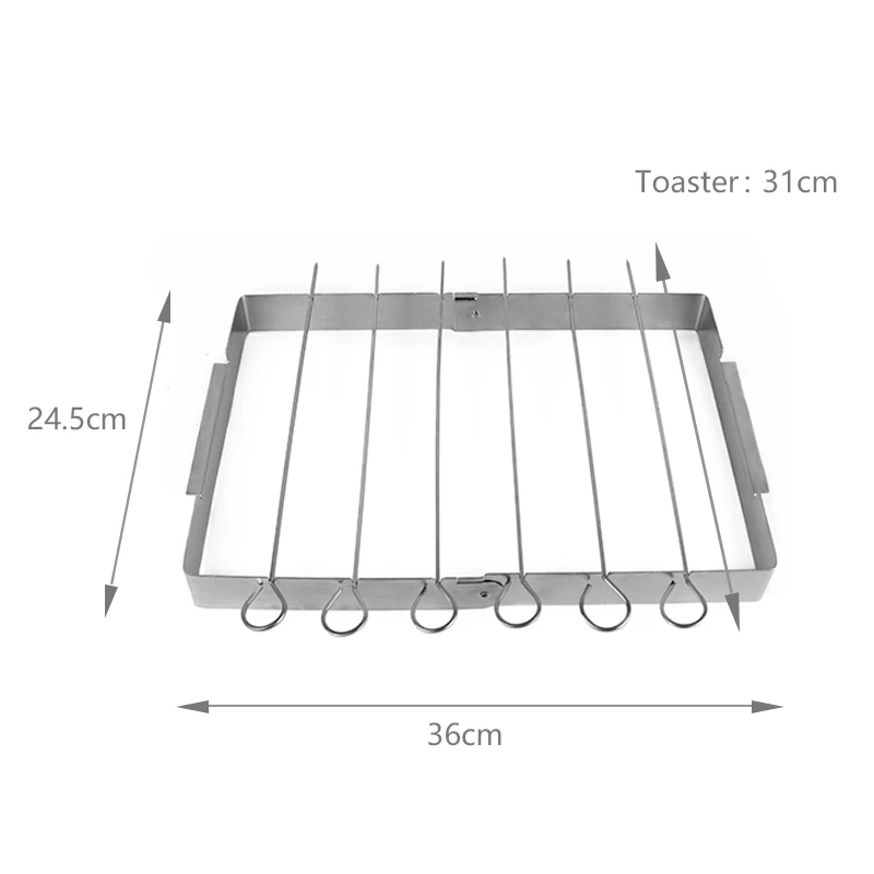 Portable Grill Shish Kabob foldable stainless steel 6 skewer BBQ skewer rack Set