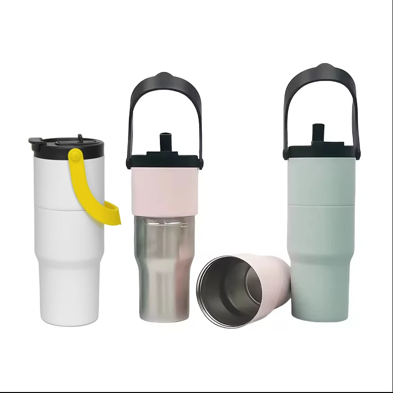 950ml 32oz 2 In 1 Stainless Steel Water Bottle Sport Tumbler Hiking Water Bottle Travel Coffee Mug Thermos Tumbler With Two Lid