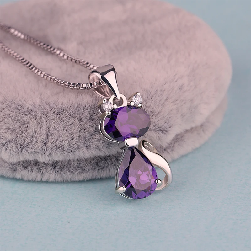 Mascot Wholesale 925 Sterling Silver Pendant Necklace Cz Cat Design Jewelry Pendant Gift Shenzhen for Women Zircon IGI Oval Cut
