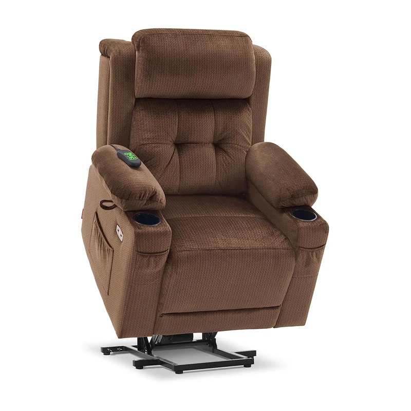 Medium Dual Motor Power Lift Recliner Chair with Massage and Heat for Elderly People, Lay Flat Power Headrest
