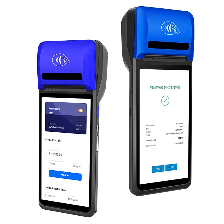Android 8.0 POS PDA With Wireless BT& Wifi Android System with Thermal Printer Built-in and Barcode Scanner