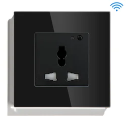 MVAVA Smart Wifi Socket Plug Socket Glass Black 1 Gang 13A 100000 Times CN;ZHE 240V Box OEM 50