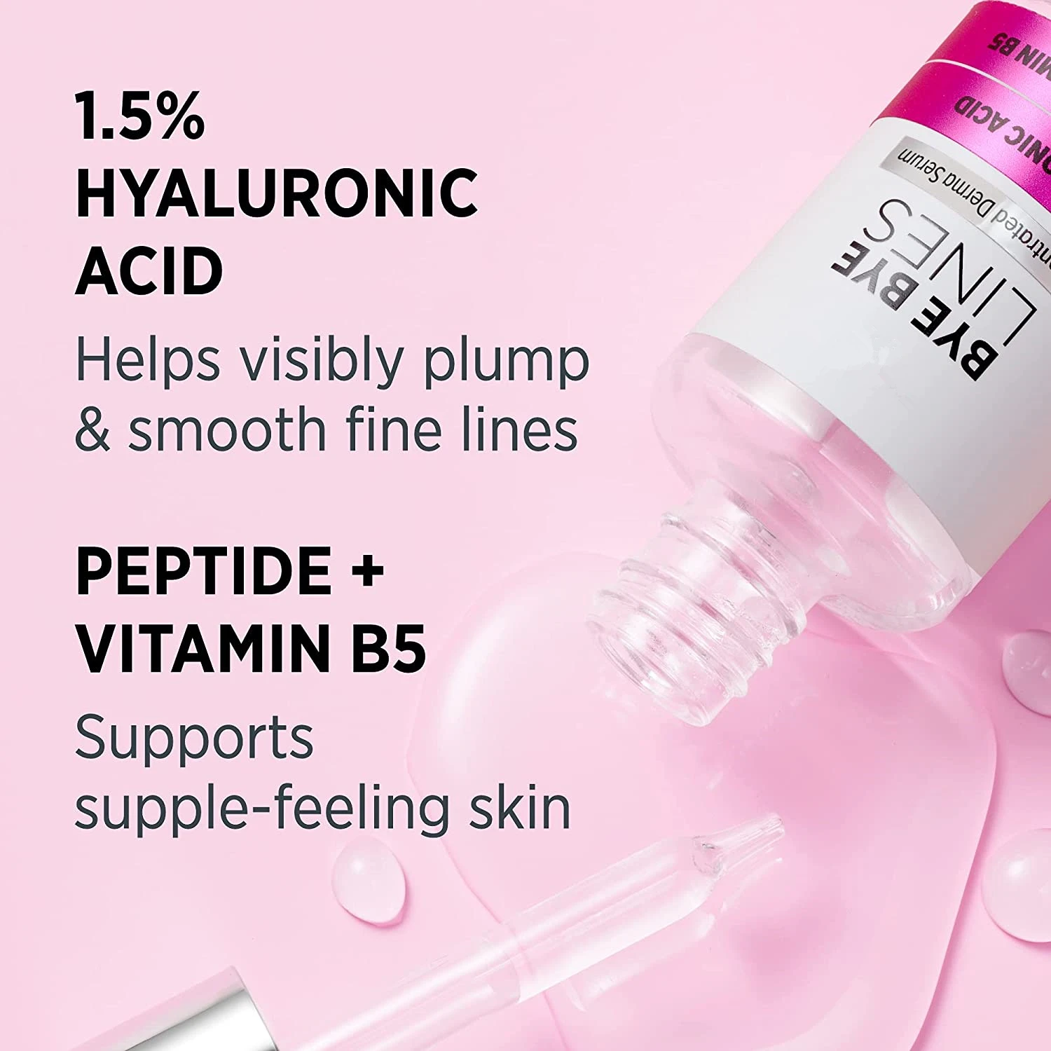 2022 Private Label  Bye Bye Lines  Vitamin C Serum For Face With 1.5% Hyaluronic Acid Serum