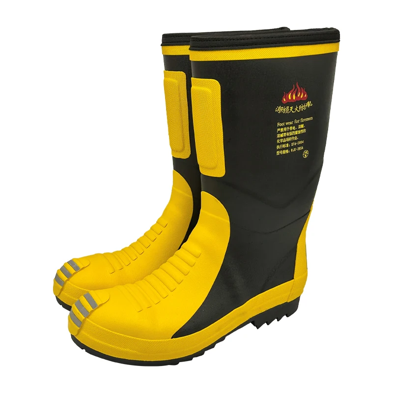 High Quality Safety Steel toe and steel sole Neoprene&Natural rubber Reflective Fire Resistant Firefighting boots for men