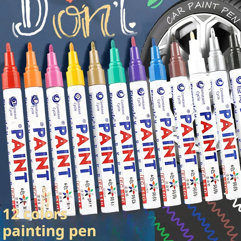 Metal paint pen White waterproof quick-drying oil-based marker Steel industrial tire repaint non-fading marker