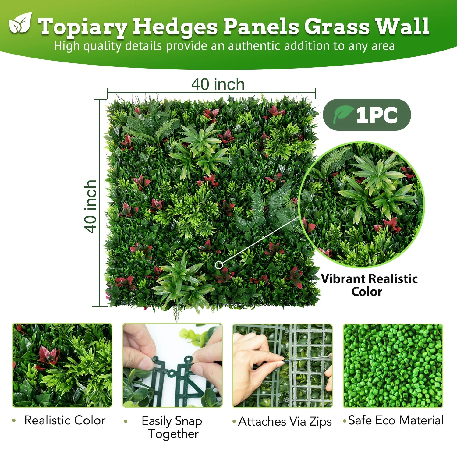 SKYJADE Splendid 100*100cm Artificial Grass & Outdoor Plant Decoration Wall Boxwood Splicing Indoor Luxury Moss Plastic Powder