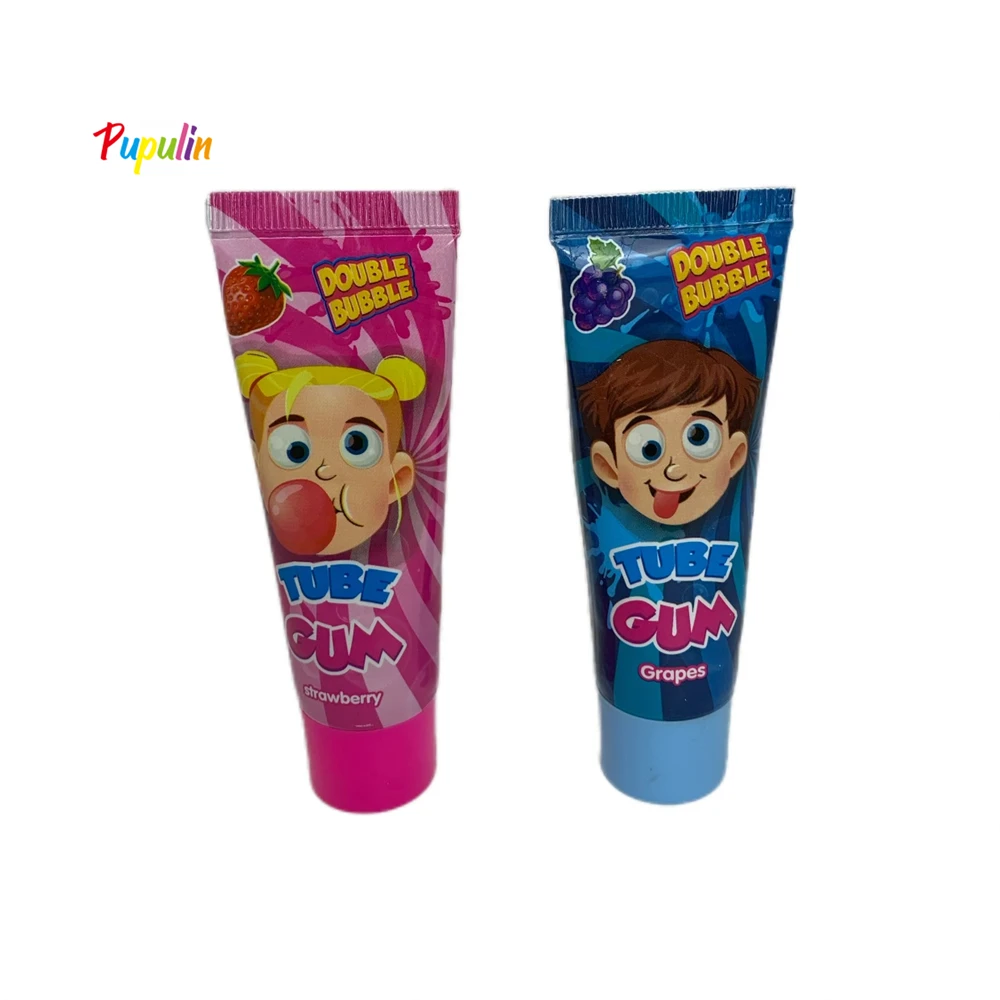 Wholesale Customization Strawberry Grape Double Bubble with Interesting Toothpaste Shape Liquid Bubble Gum for Fruity Flavor