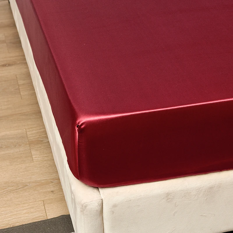 Satin Wholesale High Quality Luxury Textile  Solid Color Silk Bed Sheet Duvet cover Twin Queen King Bedding Sets