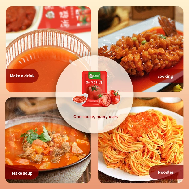 China Supplier Custom Printing Heat Seal Flat Empty Packaging Small Tomato Paste Sauce Ketchup Sachet Packets