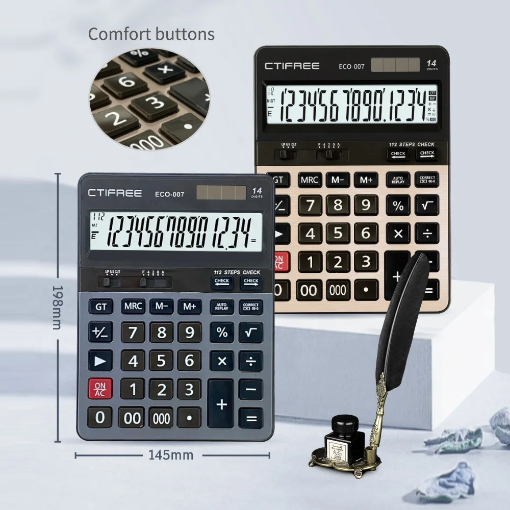 Major Calculator 12 14 Digits Display Electronic Promotion Stationery Calculatrice Gold Calculator For Calculate Shipping Cost