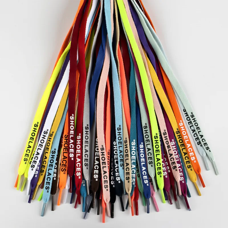Оптовая продажа, плоские шнурки для обуви из хлопка и полиэстера опциональной длины, шнурки с принтом логотипа на заказ