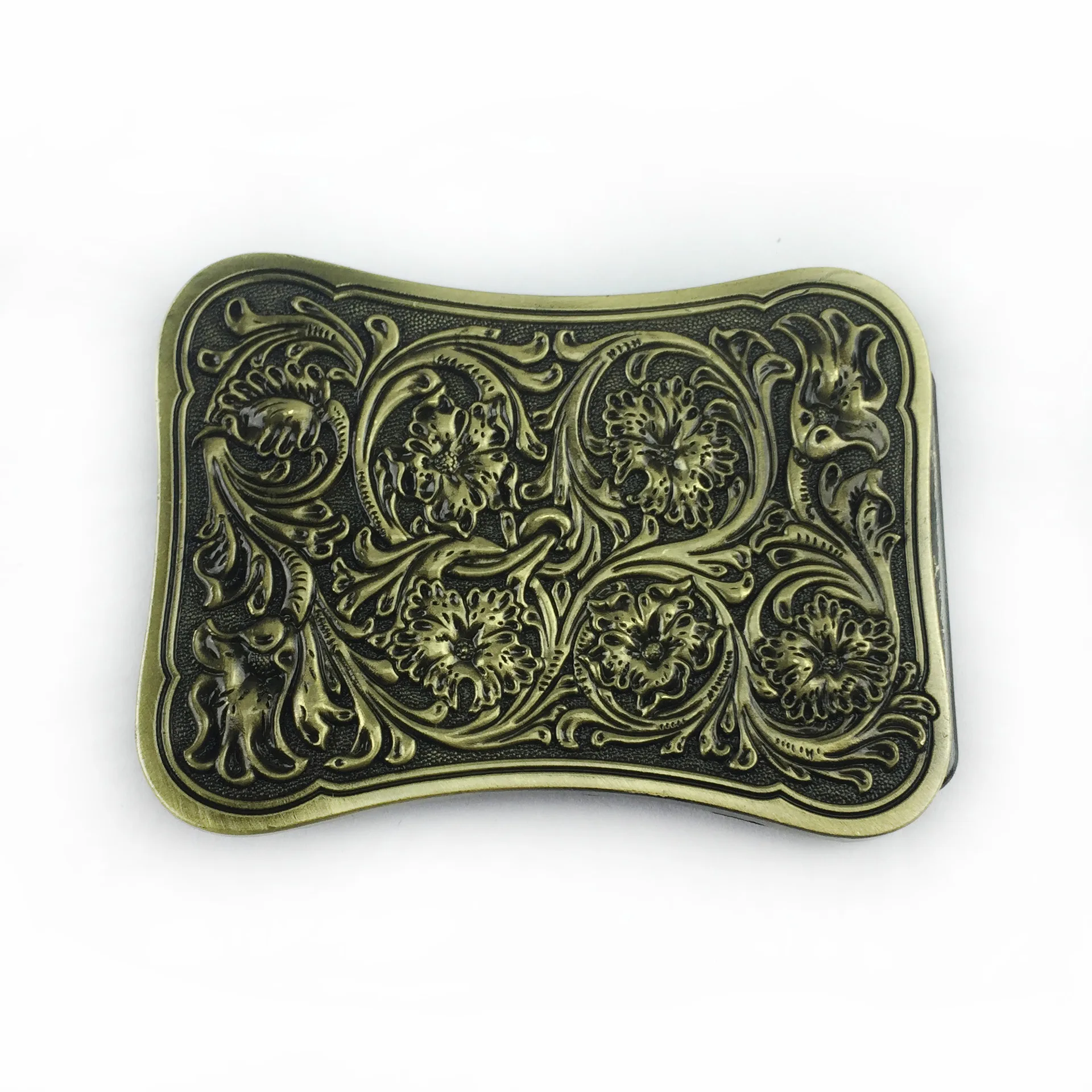 Custom  Logo Zinc Alloy Brass Mens Western Cowboy Metal antique plated 3D bulk belt buckle 40mm