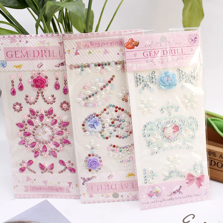 DIY self adhesive acrylic Stone Crystal Bling Diamond Sticker, acrylic stones sheet for mobile case decorating