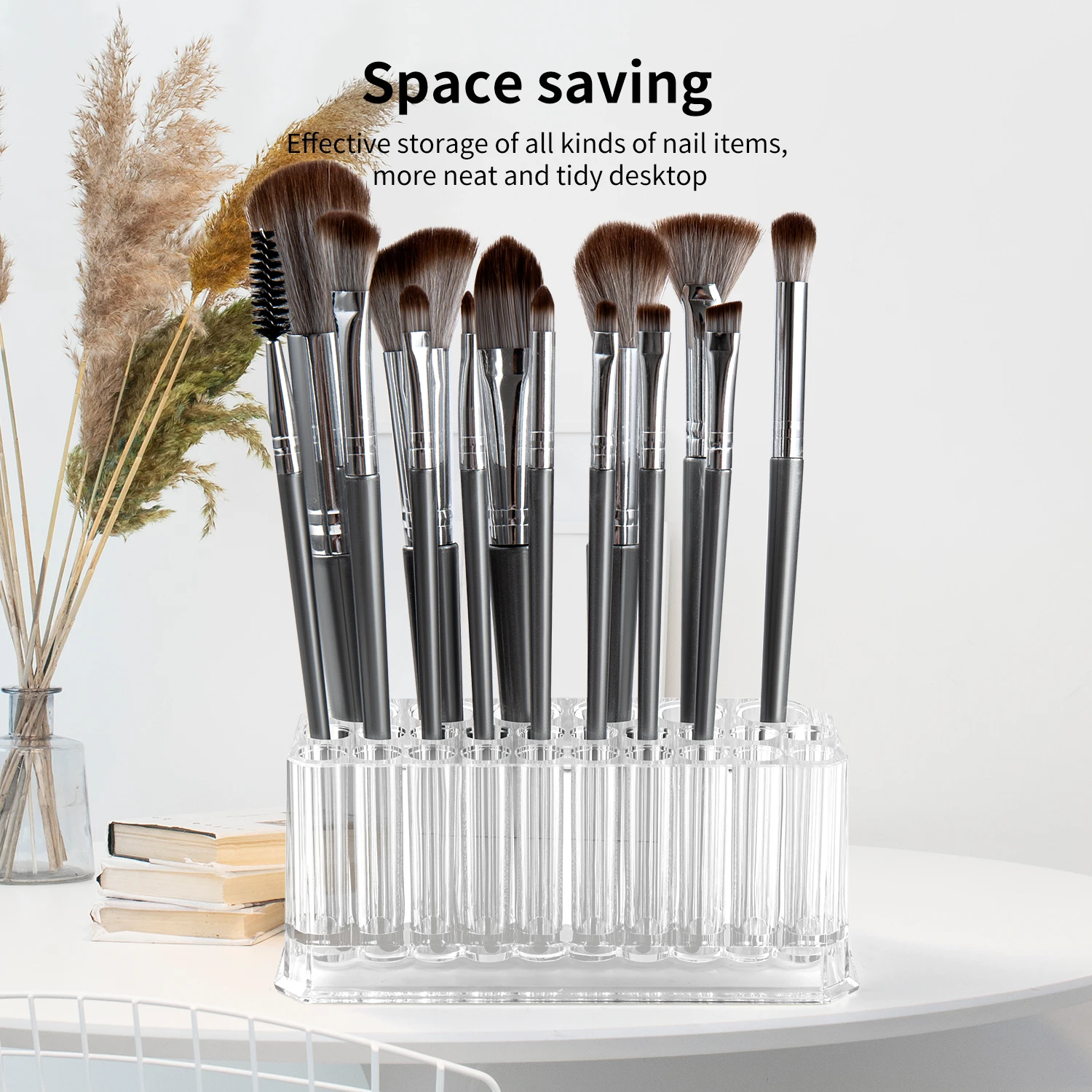 26 Holes Acrylic Nail Brushes Storage Holder Makeup Brushes Organizer Nail Tools Stand Storage Showing Shelf Pens Display Case
