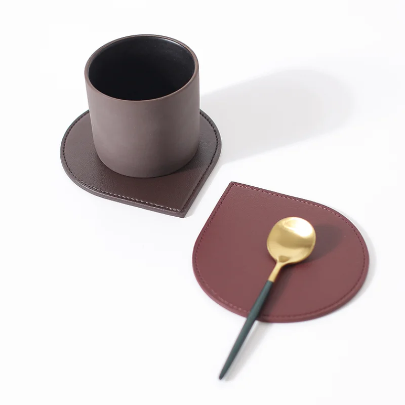 2022 High Quality PU Leather Coaster Drinks Coaster Leather Coffee Tea Cup Mats Coffee Drink Coaster