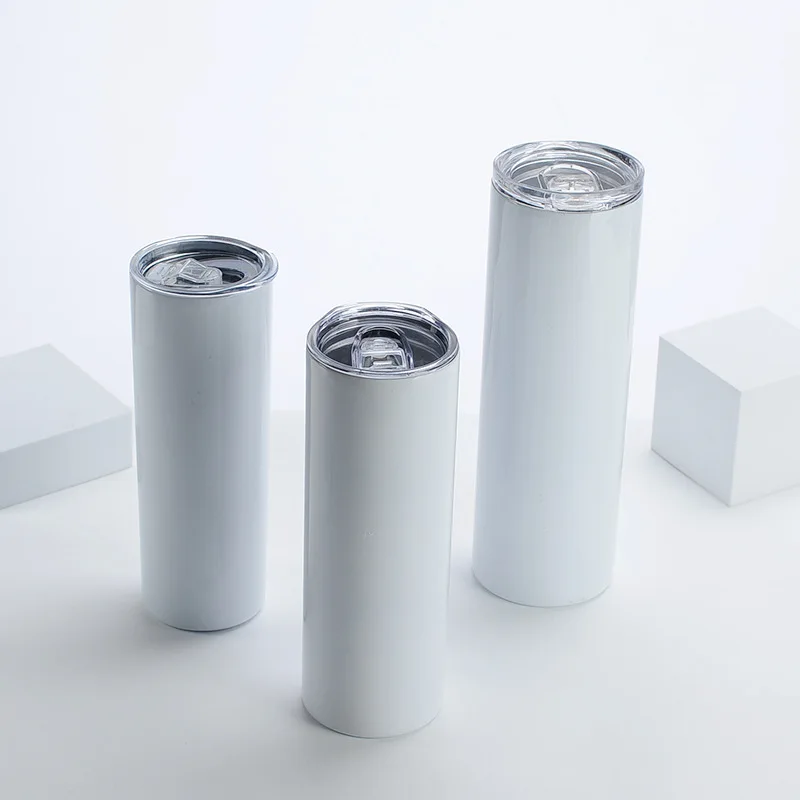 20oz Sublimation blank tumbler Double wall customized insulated vacuum stainless steel skinny tumbler with lid straw