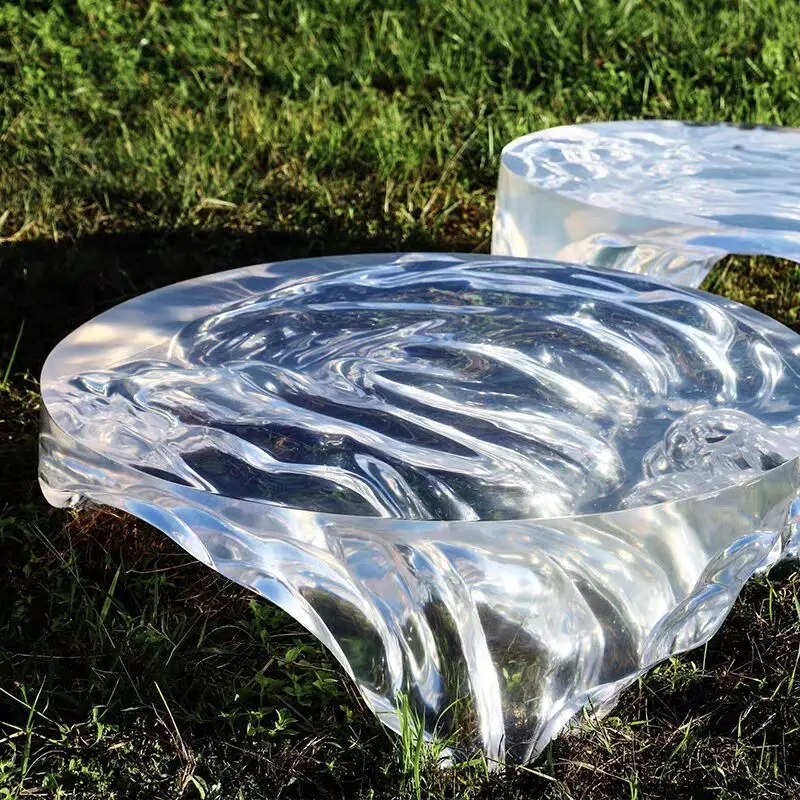 Research house modern creative modern simple designer resin transparent ice cube coffee table home square furniture package