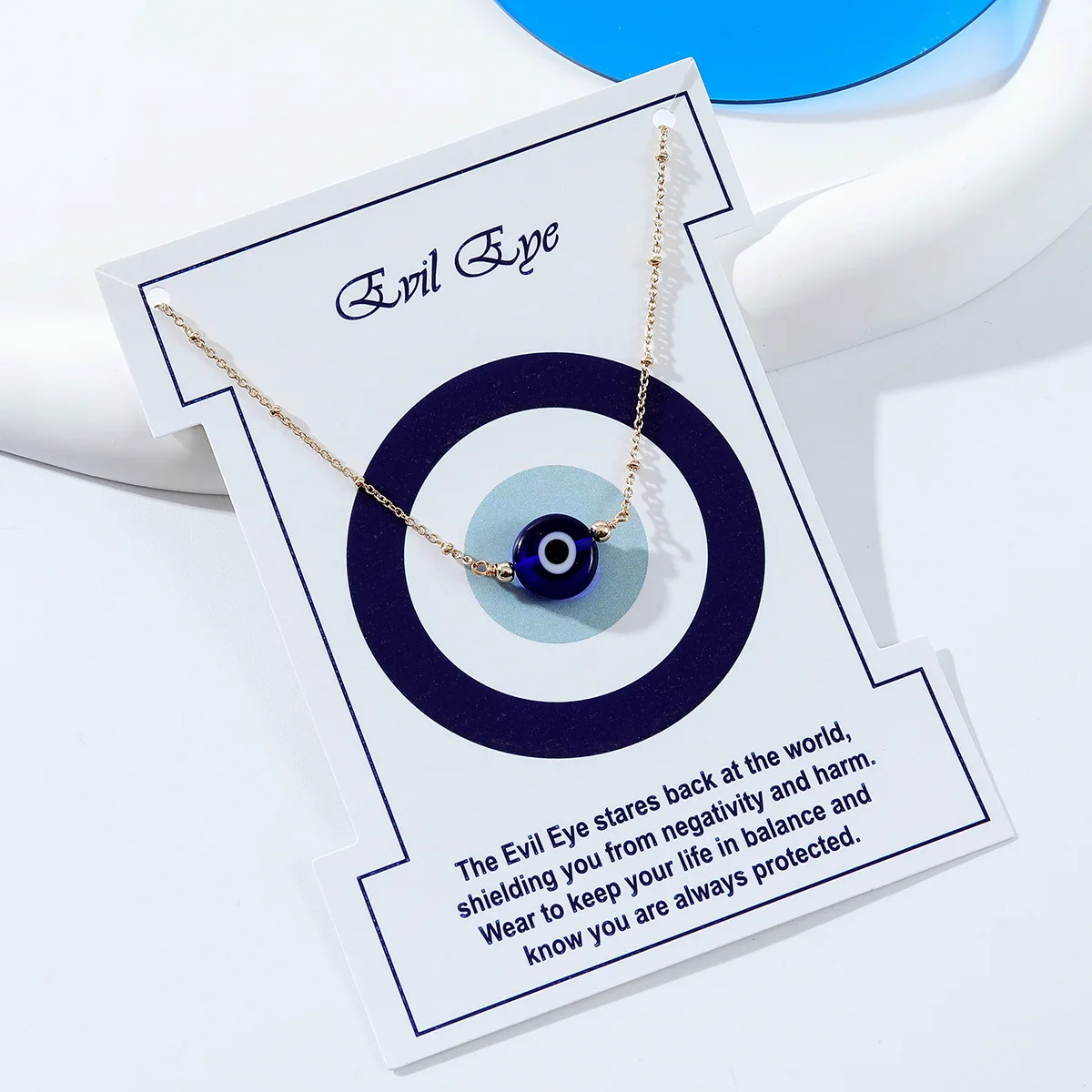 Fashion gold plated necklaces with blue turkish eye pendant for women mens  necklace