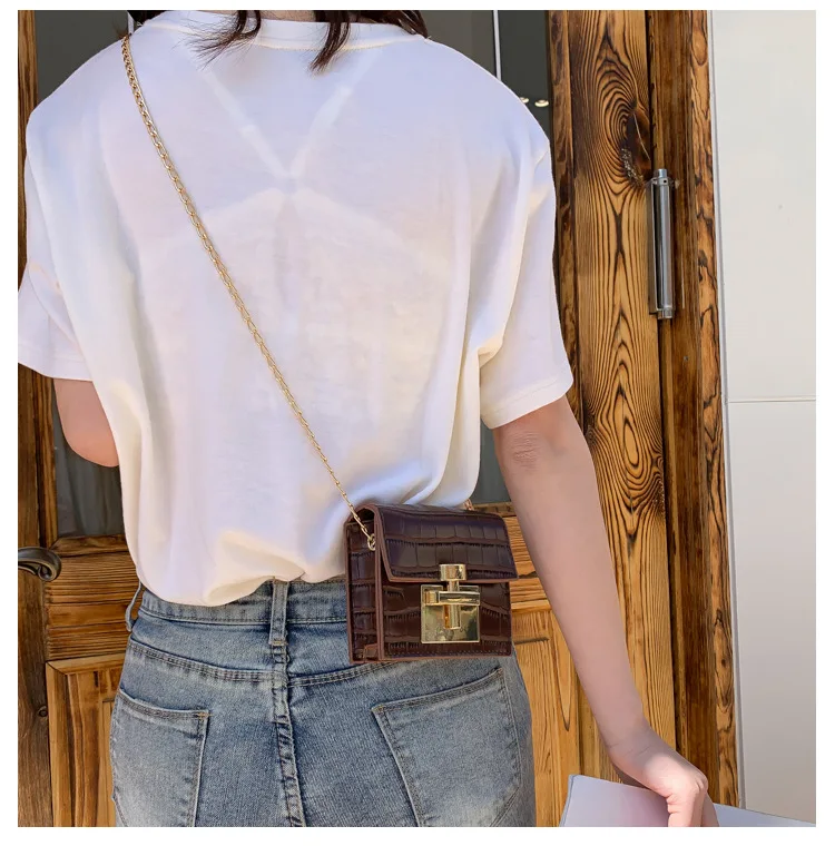 Crocodile Pattern MINI Crossbody Bags For Women Lock Messenger Shoulder Bag Lady Phone Handbags and Purses Stone Pattern