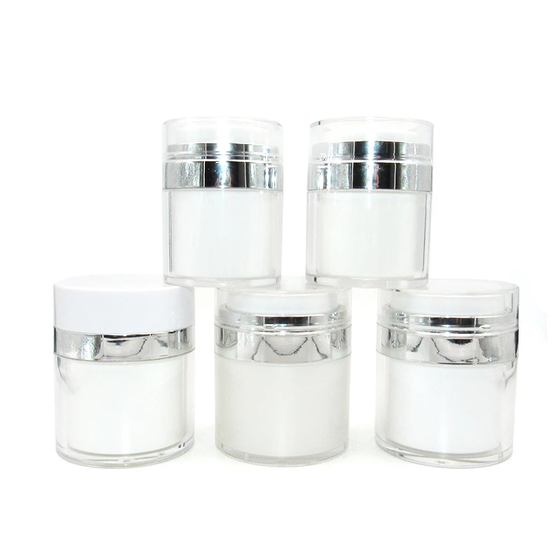 skincare packaging custom logo 15ml 30ml 50ml refillable airless pump bottle acrylic vacuum cream jar with pump