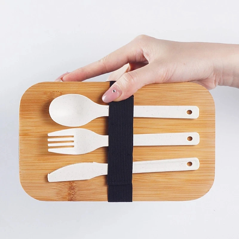 2 Layers Lunch Box Bamboo Wood Insulation Fresh Bowl Students Microwave Container Tableware Spoon Bento Lunch Boxes