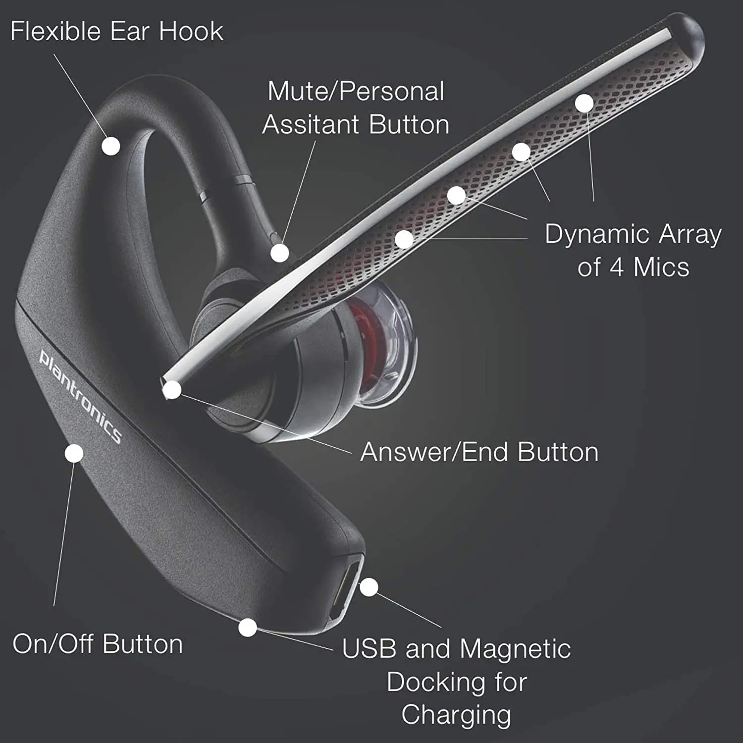 Plantronics Voyager 5200 UC Blueteeth Headset Bundle w/Bonus P/N:206110-01 for Smartphones PC MAC Using RingCentra