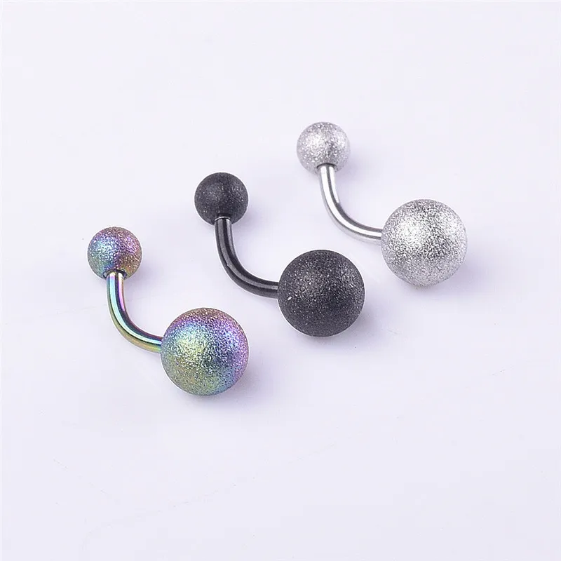 Stainless steel dull polish ball belly ring silver rose gold allergy free Navel Bell Button Rings for women fashion jewelry
