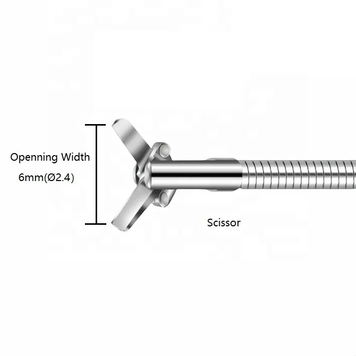 2.4mm Endoscopic reusable tissue cutting scissors, autoclavable biopsy ligature tape half-scissors cutter forfex