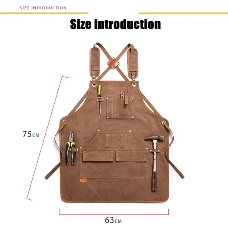 Wax canvas heavy duty multi-functional pocket apron Carpenter woodworking welder apron