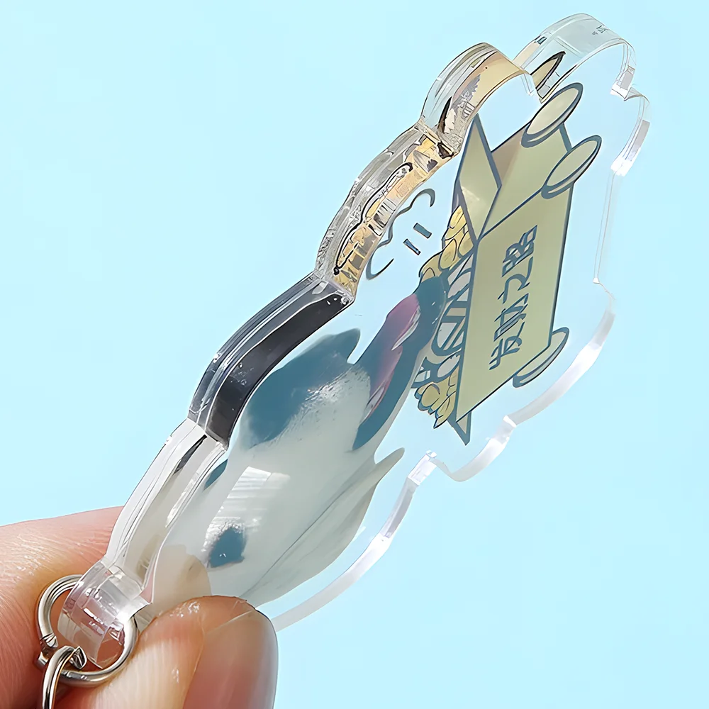 Custom Keychain Pendant Epoxy Glitter Laser Hologram Charms Custom Acrylic Key Chain Plastic Keyring Accessories Wholesale