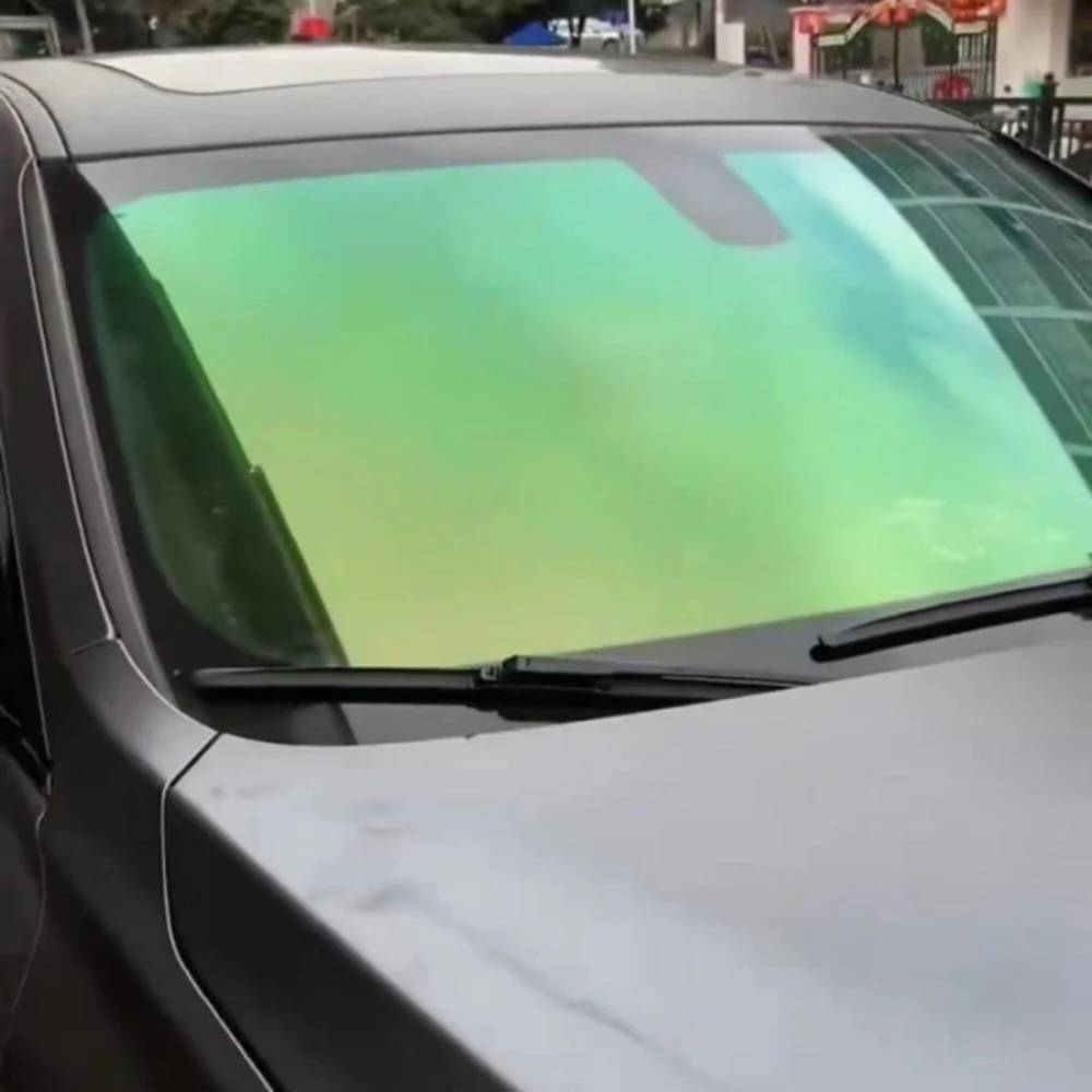 Закат, зеленая профессиональная автомобильная пленка для изменения цвета, тонировка для окон автомобиля, хамелеон, Тонировка окон, красное Горящее небо