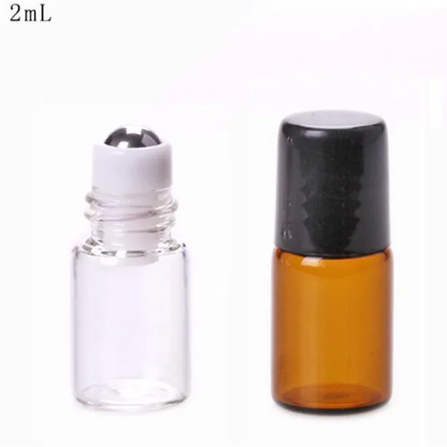 Empty 1 2 3 5 10 ml essential aroma oil roller roll on bottle 1ml 2ml 3ml 5ml clear/Amber Tubular Cosmetic Perfume Sample Vial