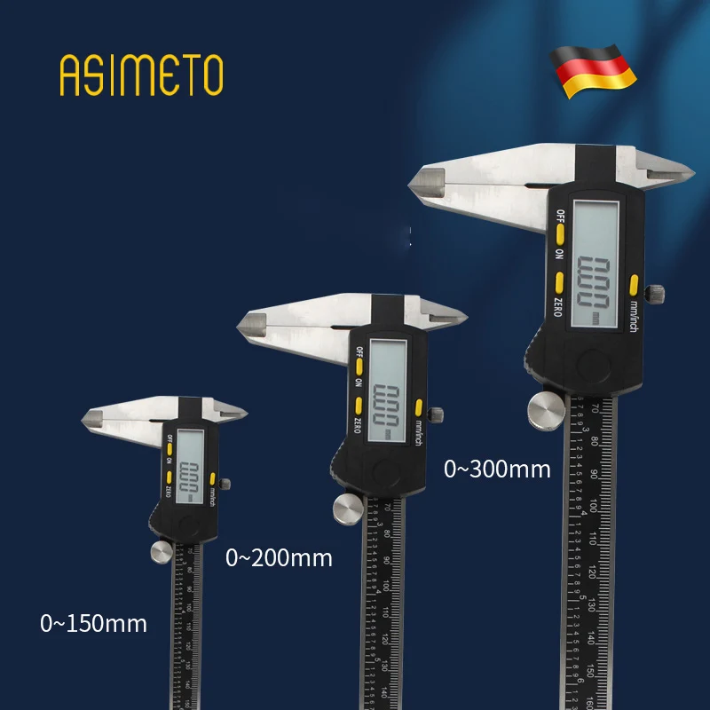 ASIMETO 0-150MM digital vernier caliper 0-6'  Nib Style Jaws Measuring Tool