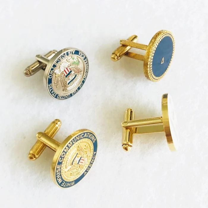 Customized Cuff Links round shape hard enamel soft metal cufflinks Gold cuff links Anniversary custom cuff links