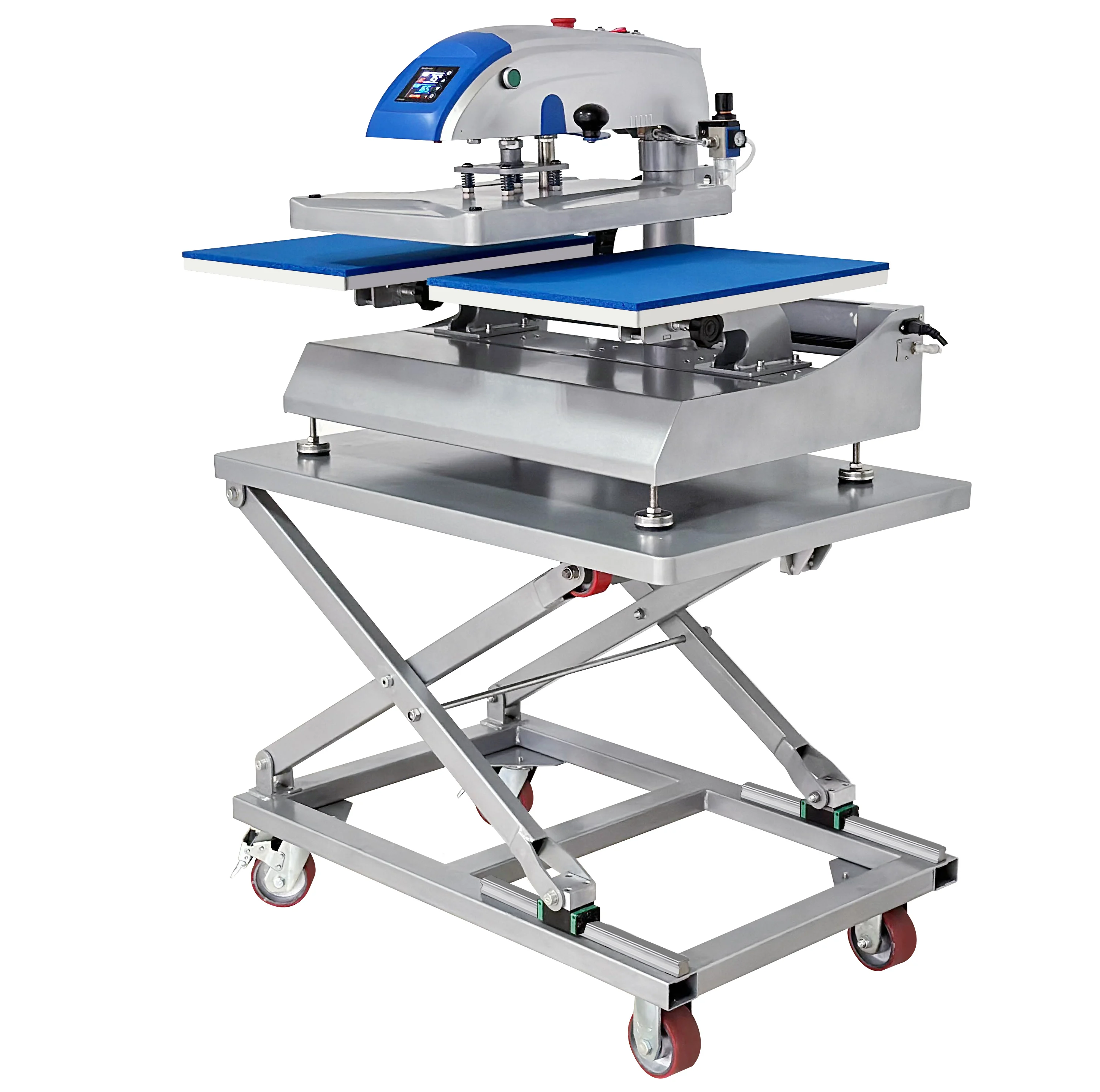 Efficient 40x50cm Pneumatic T-Shirt Printing Press with Double Plate Automatic Open Heat Press Machine for Clothes