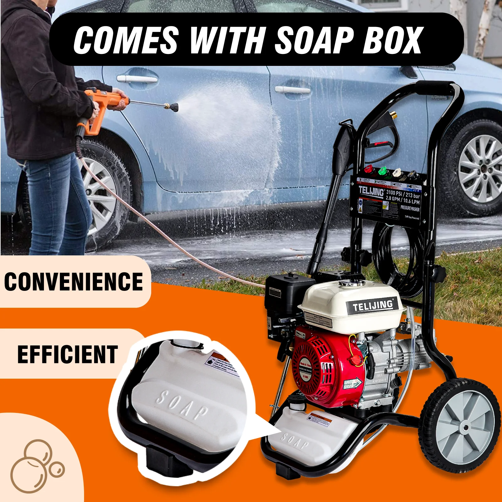 Многофункциональная бензиновая моечная машина высокого давления 3100psi/213 бар 7Hp 212cc оборудование для очистки бензина личного использования