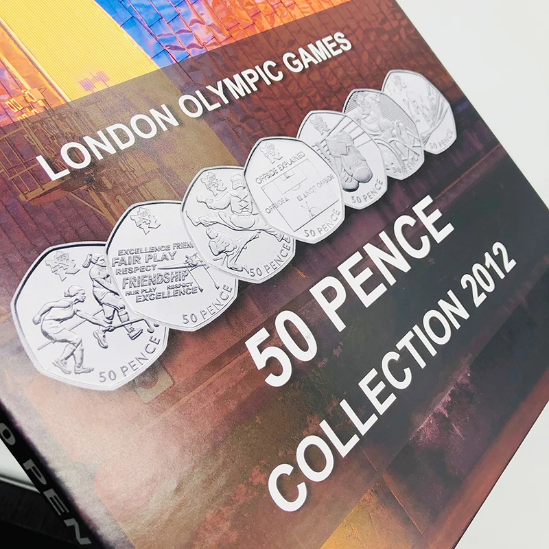 2020 luxury hardcover UK 2012 London 50P coin hunt album 29 positions with capsules