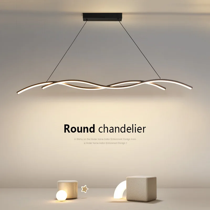 Rings style home decor led pendant light cheap kitchen dining round hanging lamp low ceilings nordic modern black LED chandelier