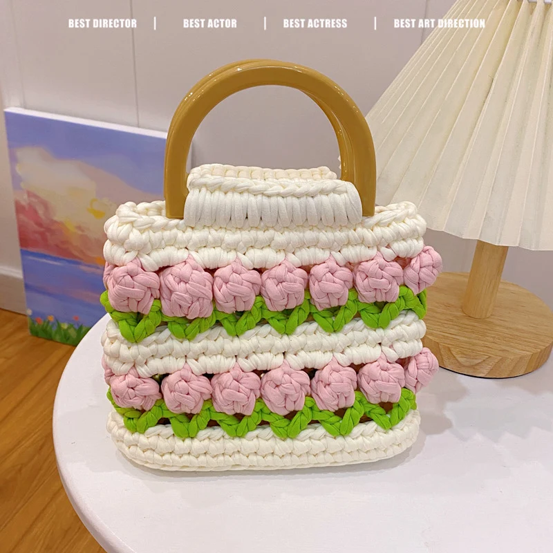 Wholesale Handmade product womens and girls Woven Bag Diy Material Bag Gift For Girlfriend Cross Body Handbag