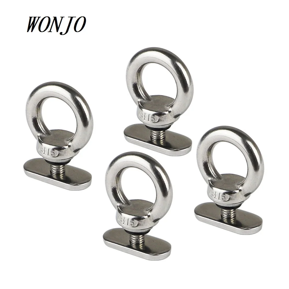 316 Stainless Steel M6 Bolt Kayak Track Mount Tie Down Eyelets Hold Your Bungee Cord or Ropes Rowing Inflatable