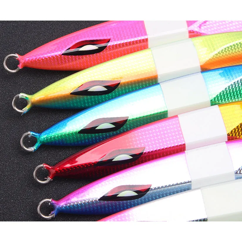 WM018J Luminous Jig de pesca 150g 200g 250g 300g Lures Sinking Metal Simulation Eyes Fishing Jigs