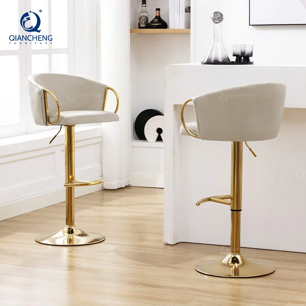 Modern Luxury Gas Lift Bar Chair with Swivel Adjustable Height Stool High Counter Backrest Home Cafe Hotel other bar furniture