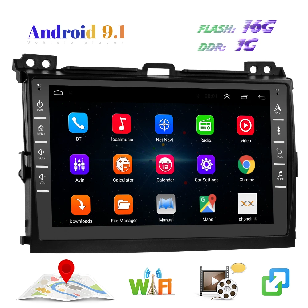 Автомагнитола на Android 2 Din 8 дюймов Wi-Fi GPS BT для Toyota/LAND CRUISER Prado 120 2004-2009