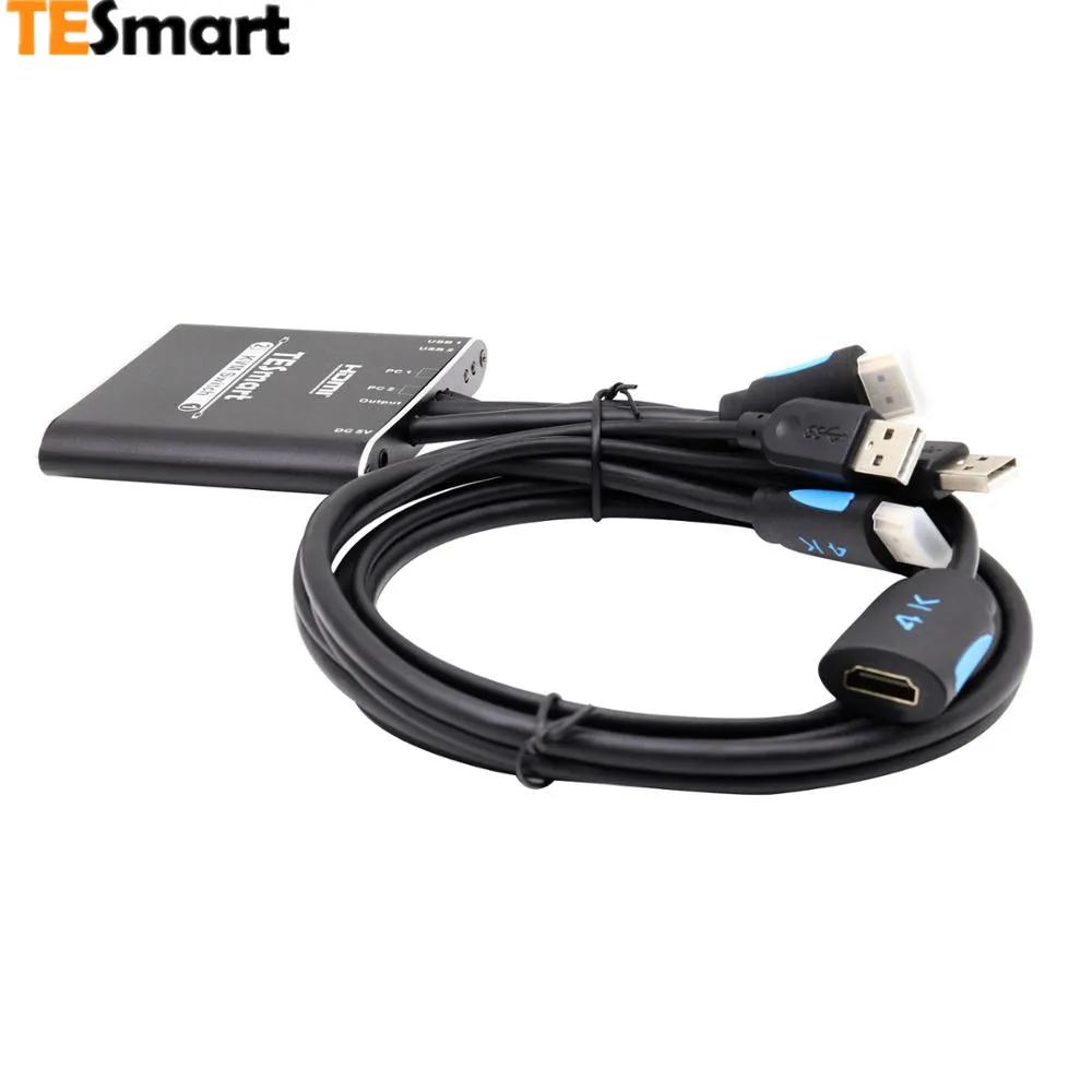  TESmart 2 в 1 выход USB KVM HDMI переключатель 2x1 4K