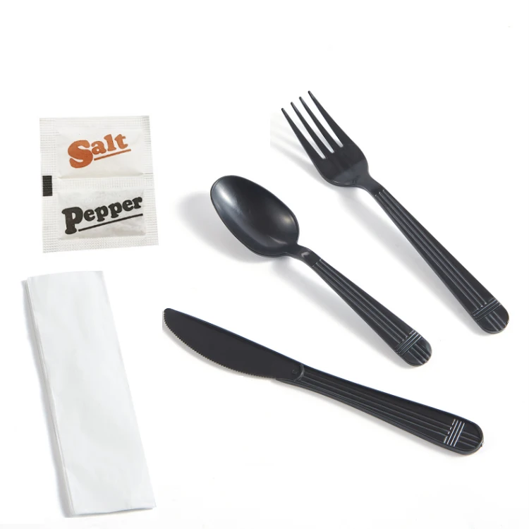 Factory Sale Extended Length 110mm Plastic PP plastic Disposable holiday restaurant black white dinnerware sets modern