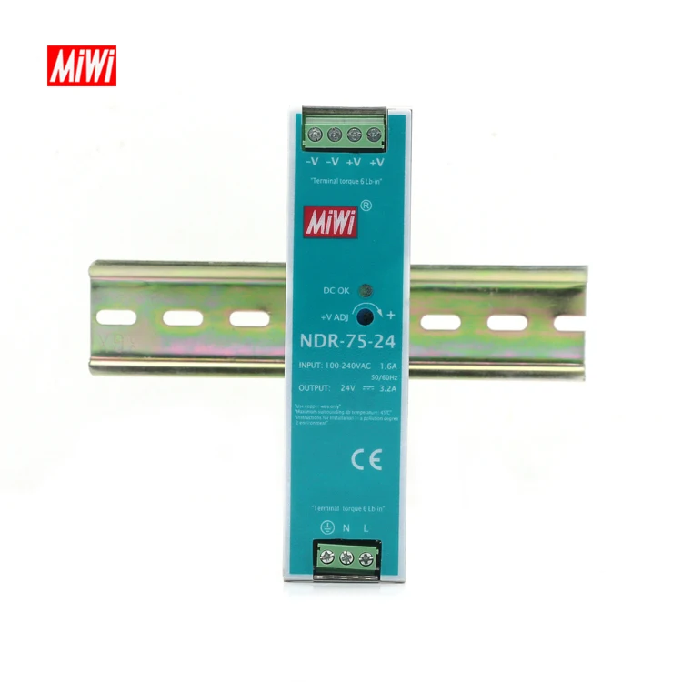 NDR-75-24 Single output 75W din rail ac to dc power supply 24v