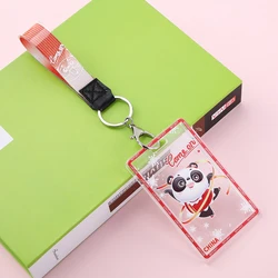 Пользовательский модный короткий шнурок из ПВХ, ремешок на запястье с акриловым держателем для карт, держатель для значков