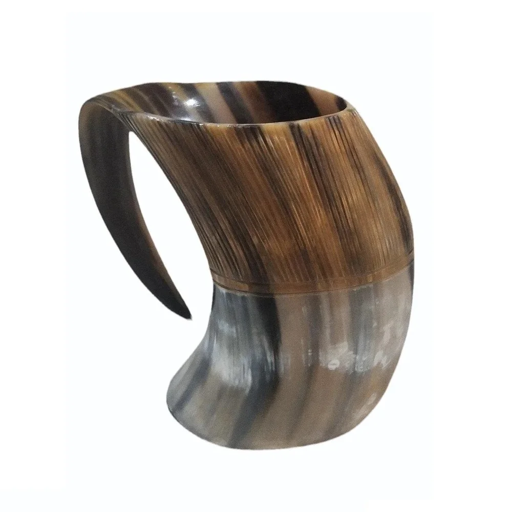 High Quality Natural Buffalo Horn Mug Best Selling Handmade Viking Carved Drinking Tankard Beer Horn Mug